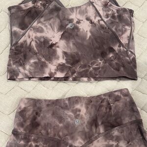 Lululemon Tie-Dye Mauve Sports Bra & High-Rise Leggings Set